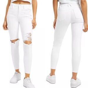 Good American Good Waist Crop Distressed White Jeans NEW Size 22